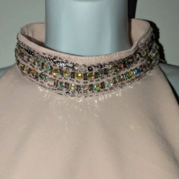 *3 FOR $9* NEW Crystal Doll Beaded Crystal Sequin High Neck Formal Tank Top XS - Picture 3 of 3
